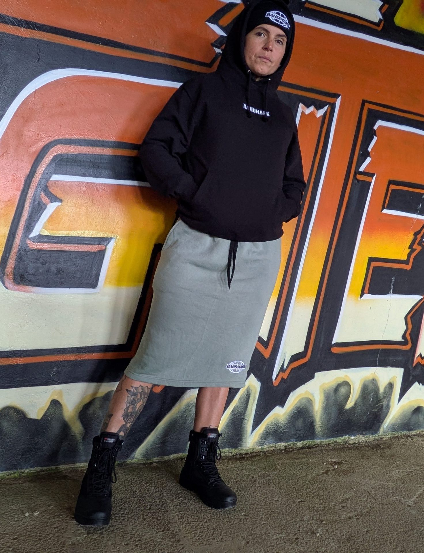 Jupe longue jogging bahdstreet verte