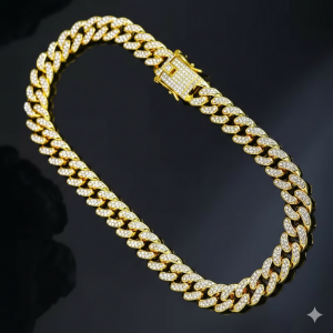 Collier cubain or et diamant