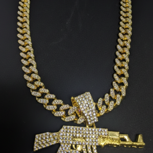 Chaine cubaine kalachnikov or dimant